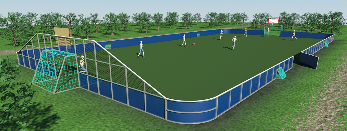 Swerink Plastic Blue.  Anpassningsbar multiarena 20 x 40 meter